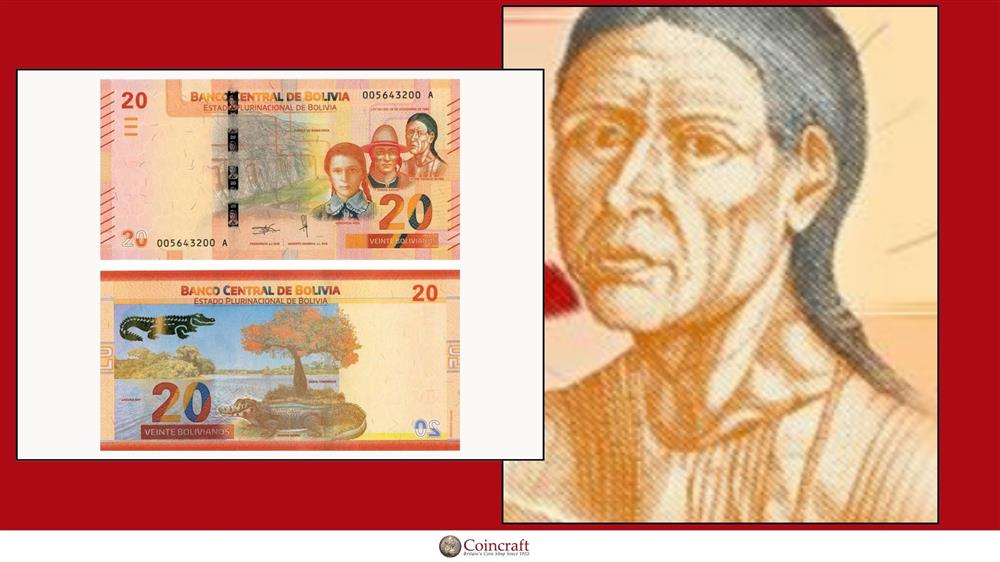 Bolivian Bolivianos Honouring Pedro Ignacio Muiba (freedom Fighter) - Coincraft